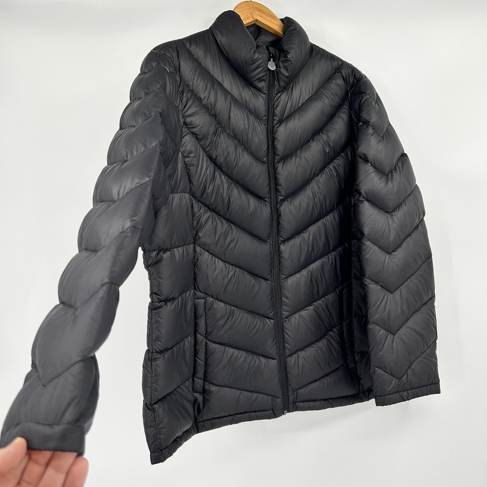 Calvin Klein Packable Down Puffer Coat Women XL Chevron Quilted Lightweight